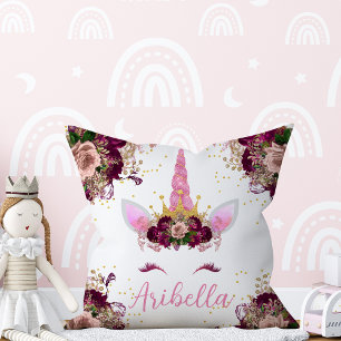 Floral Unicorn Gesicht Reversible Pillow Kissen