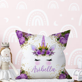 Floral Unicorn Gesicht Reversible Pillow Kissen