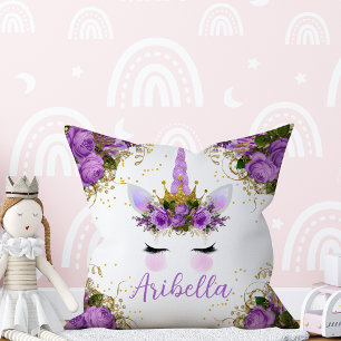 Floral Unicorn Gesicht Reversible Pillow Kissen