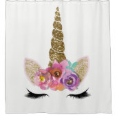 Floral Unicorn Gold Glitzer Girl del Malcantone Duschvorhang (Vorderseite)