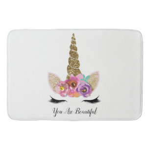 Floral Unicorn Gold Glitzer Girly Cappella Santa M Badematte
