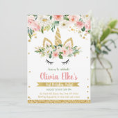 Floral Unicorn Magical Day Birthday Invitation Einladung (Stehend Vorderseite)