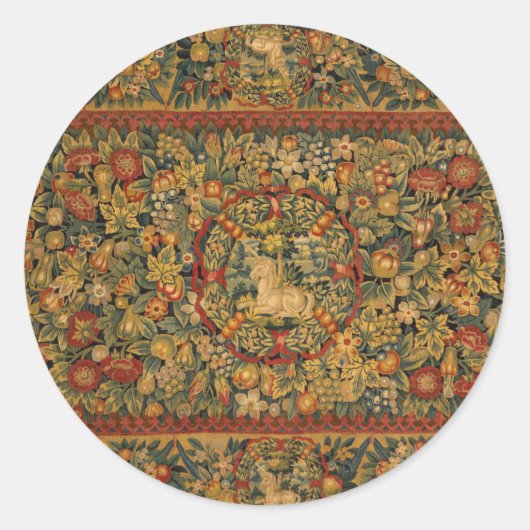 Floral Unicorn Motif Runder Aufkleber (Vorderseite)