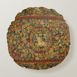 Floral Unicorn Motif Rundes Kissen