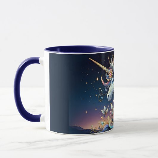 Floral Unicorn Night Fantasy Tasse (Links)