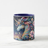 Floral Unicorn Night Fantasy Tasse (Zentrum)