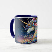 Floral Unicorn Night Fantasy Tasse (Vorderseite Links)