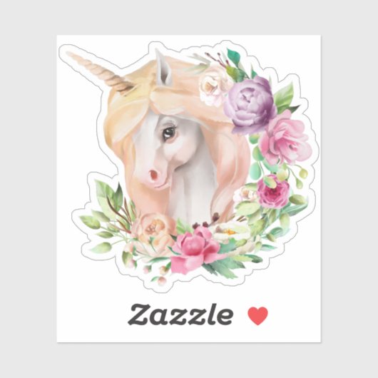 Floral Unicorn Sticker (Blatt)