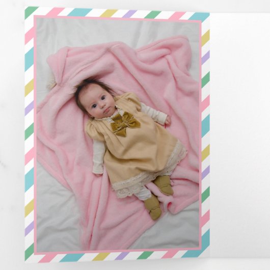 Floral Unicorn Welcome Baby Dreifach Gefaltete Ankündigung (Innen Erste Seite)