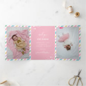 Floral Unicorn Welcome Baby Dreifach Gefaltete Ankündigung (Innenseite)