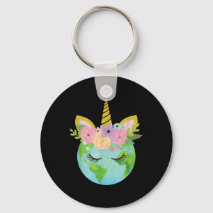 Floral Unicoron Earth - Earth Day T Shirt Schlüsselanhänger