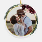 Floral Unsere ersten Weihnachten als Mr. & Mrs. Fo Keramik Ornament (Hinten)