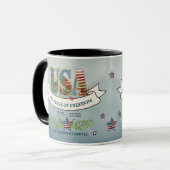Floral USA 250th Anniversary Patriotic Coffee Mug Tasse (Vorderseite Links)