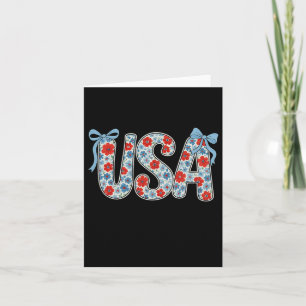 Floral Usa Coquette Bow Patriotic 4. Juli Woma Karte
