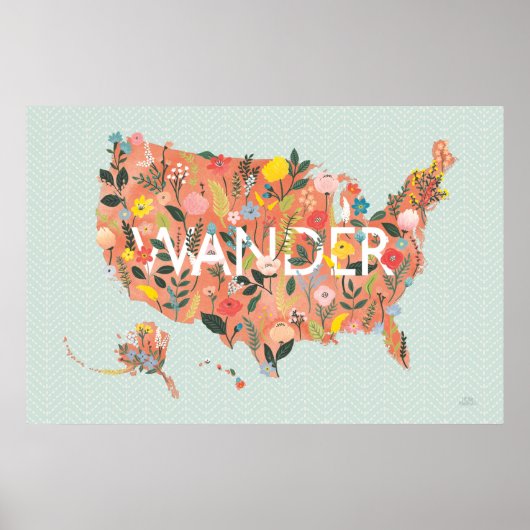 Floral USA Karte - Wild Garden Poster (Vorne)
