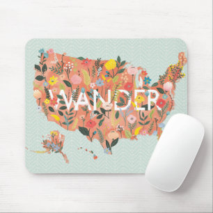 Floral USA Map - Wild Garden Mousepad