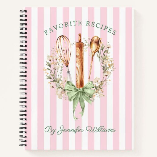 Floral Utensils Cooking Bakery Recipe Notebook Notizblock (Vorderseite)