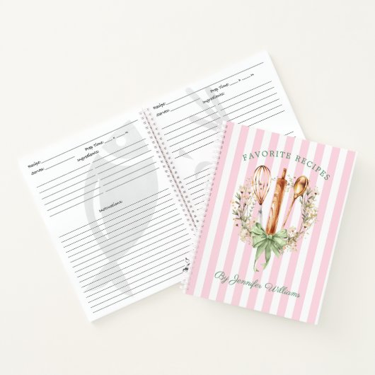 Floral Utensils Cooking Bakery Recipe Notebook Notizblock (Innenseite)