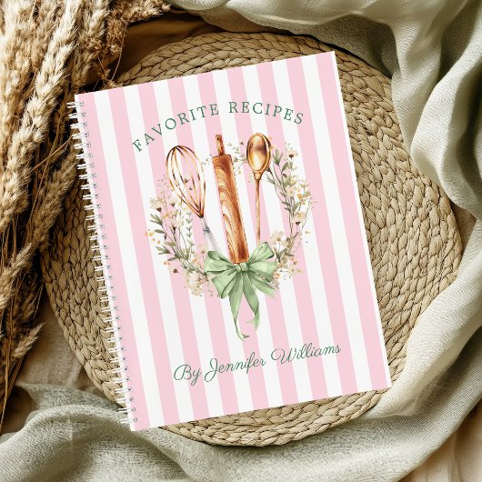 Floral Utensils Cooking Bakery Recipe Notebook Notizblock