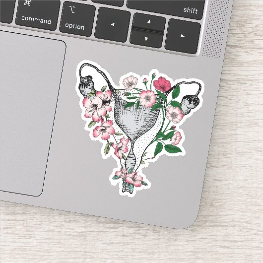 Floral Uterus Vinyl Sticker (Detail)