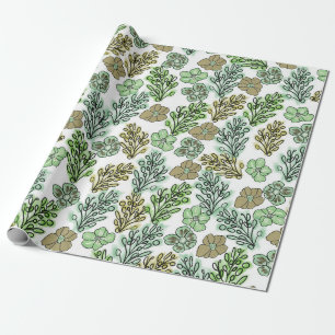 Floral Valencia Green Beige Geschenkpapier