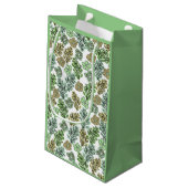 Floral Valencia Green Beige Kleine Geschenktüte (Rückseite Schrägansicht)