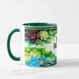 Floral Valentine's Day Mugs With Custom Text Tasse