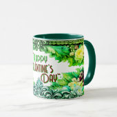 Floral Valentine's Day Mugs With Custom Text Tasse (VorderseiteRechts)