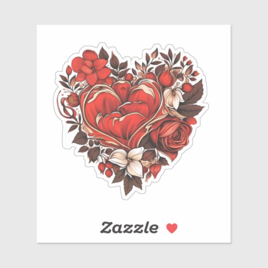 Floral Valentinsticker Aufkleber (Blatt)