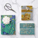 Floral Van Gogh Irises Sunflowers Almond Blossom Geschenkpapier Set<br><div class="desc">Basierend auf drei Blumengemälden von Vincent Van Gogh (1853 - 1890): Irische,  Sonnenblumen und Almond Blossom,  jetzt im öffentlichen Bereich.</div>