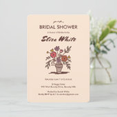 Floral Vase Neutrals Whimsisches Brautparty QR Einladung (Stehend Vorderseite)