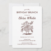 Floral Vase Rustic Whimsical BURTHDAY PARTEI Custo Einladung (Vorderseite)