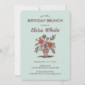 Floral Vase Rustic Whimsical BURTHDAY PARTEI Custo Einladung (Vorderseite)