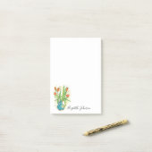 Floral Vase Tulips Script Monogram 4x6 Post-it Klebezettel (Auf Schreibtisch)
