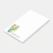 Floral Vase Tulips Script Monogram 4x6 Post-it Klebezettel (angewinkelt)