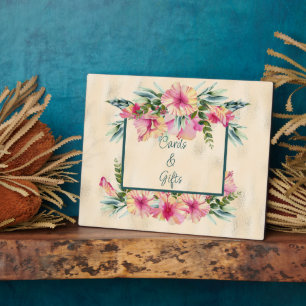 Floral Verließ Ihre Karten und Geschenke hier Fotoplatte