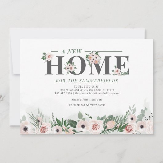 Floral Verschieben Botanische neue Adresse übertra Ankündigung (Vorderseite)