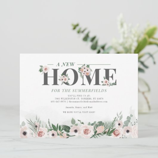 Floral Verschieben Botanische neue Adresse übertra Ankündigung (Stehend Vorderseite)