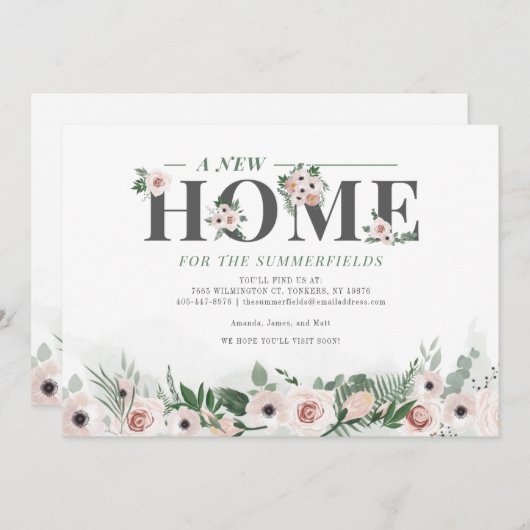 Floral Verschieben Botanische neue Adresse übertra Ankündigung (Vorne/Hinten)