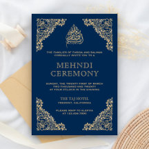 Floral Verziert Blue und Gold Islamische Mehndi