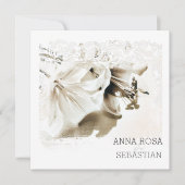 *~* Floral Verziert Lily AR12 QR FOTO UAWG Wedding Einladung (Vorderseite)