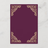 Floral Verziert Plum und Gold Islamischer Mehndi Begleitkarte (Rückseite)