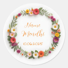 Floral vibrant mendhi Gefallen Aufkleber