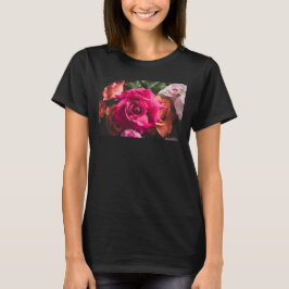 Floral Vibrant Pink Rose Flower Photography  T-Shirt