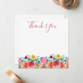 Floral Vielen Dank Cards Pink Red Blue Yellow Mitteilungskarte (Vorderseite/Rückseite Beispiel)