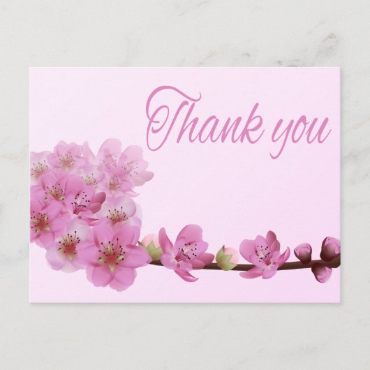 Floral Vielen Dank Cherry Blossom Blume Lila Pink Postkarte (Vorderseite)