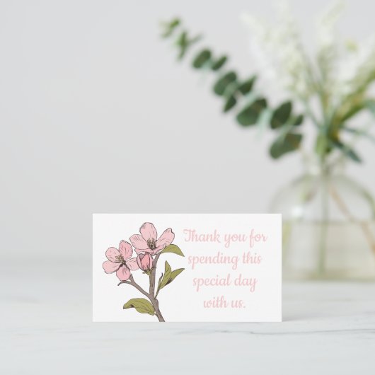 Floral Vielen Dank Cherry Blossom Pink Wedding Par Platzkarte (Stehend Vorderseite)