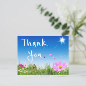 Floral Vielen Dank Daisy Butterfly Wildblumen Postkarte (Stehend Vorderseite)