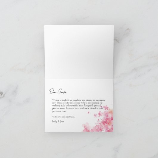 Floral Vielen Dank für Ihre Hochzeitkarte Dankeskarte (Innenseite)