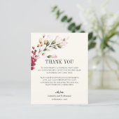 Floral Vielen Dank für Ihre Hochzeitsempfangskarte (Stehend Vorderseite)